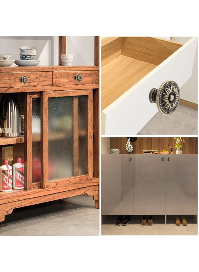 10 PCS Antique Bronze Cabinet Knobs Pull, Vintage Rustic Style Drawer Knobs Decorative Round Handles for Furniture Cupboard Dresser - Image 4