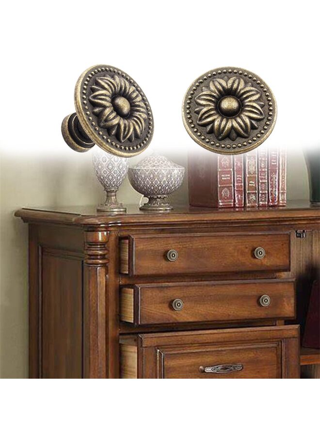 10 PCS Antique Bronze Cabinet Knobs Pull, Vintage Rustic Style Drawer Knobs Decorative Round Handles for Furniture Cupboard Dresser - Image 5