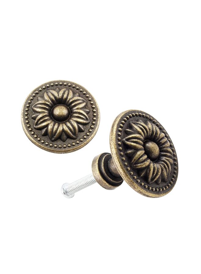 10 PCS Antique Bronze Cabinet Knobs Pull, Vintage Rustic Style Drawer Knobs Decorative Round Handles for Furniture Cupboard Dresser - Image 2