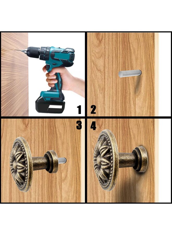 10 PCS Antique Bronze Cabinet Knobs Pull, Vintage Rustic Style Drawer Knobs Decorative Round Handles for Furniture Cupboard Dresser - Image 3