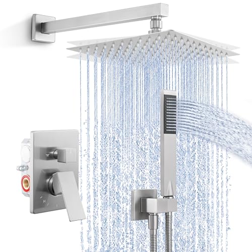 KES Shower Faucet Set, Shower System with 10 Inches Rain Shower Head with Handheld Spray, Pressure Balance Shower Faucets Sets Complete Brushed Nickel (cUPC Certified Valve Included), XB6230F18-BN - Image 1