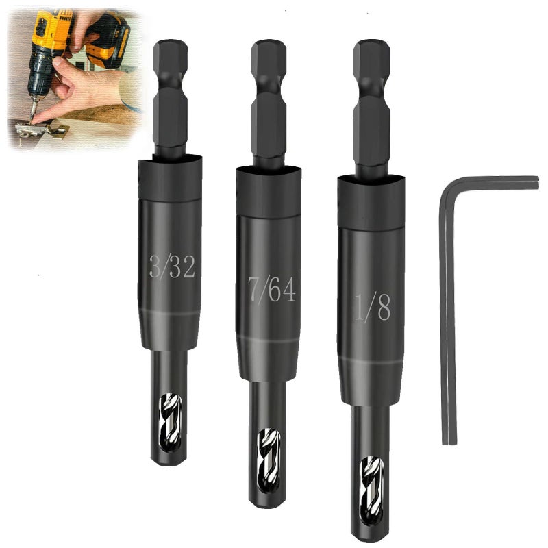 3PC Black Hinge Drill with Small Wrench – For Cabinet Hinges, Woodworking, 35mm