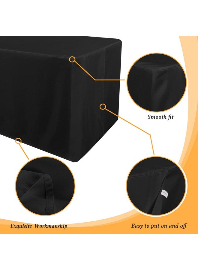 Obstal 2 Pack Black Tablecloth Fitted Table Clothes for 8 Foot Rectangle Tables - Water Resistant Washable Fabric Polyester Rectangle Table Cover for Outdoor/Indoor Uses?96L x 30W x 30H Inches, Black? - Image 4