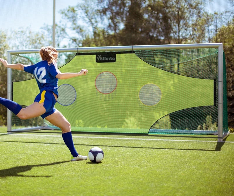 VallertaÂ® 12'x6' Ft Skill-Shot Professional Soccer Shooting Practice Target Net & Rebounder. 7 Zone, Colored Fluorescent Goal Shot Scoring & Training Aid. Soccer Frame Not Included.(12x6 Ft.) - Image 1