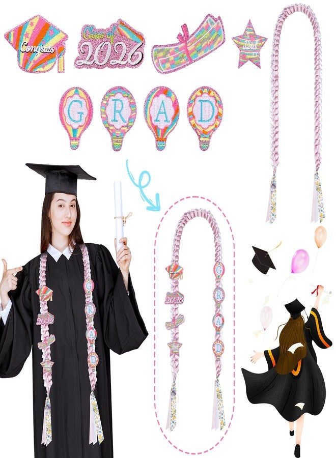 JIZWPOOM 2025 Graduation Ribbon，Pink (Pink White) - Image 2