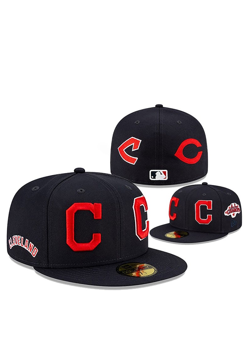 NEW ERA Cleveland Team Fitted Hat - AA Grade, Black with Red Emblems-57.7cm 
