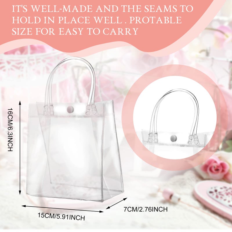 Saintrygo 80 Pieces Gift Bags Small PVC Bags Reusable Transparent with Handles Mini Cute Plastic Gift Wrap Tote Shopping for Wedding Birthday Baby Shower Party(Clear) - Image 4