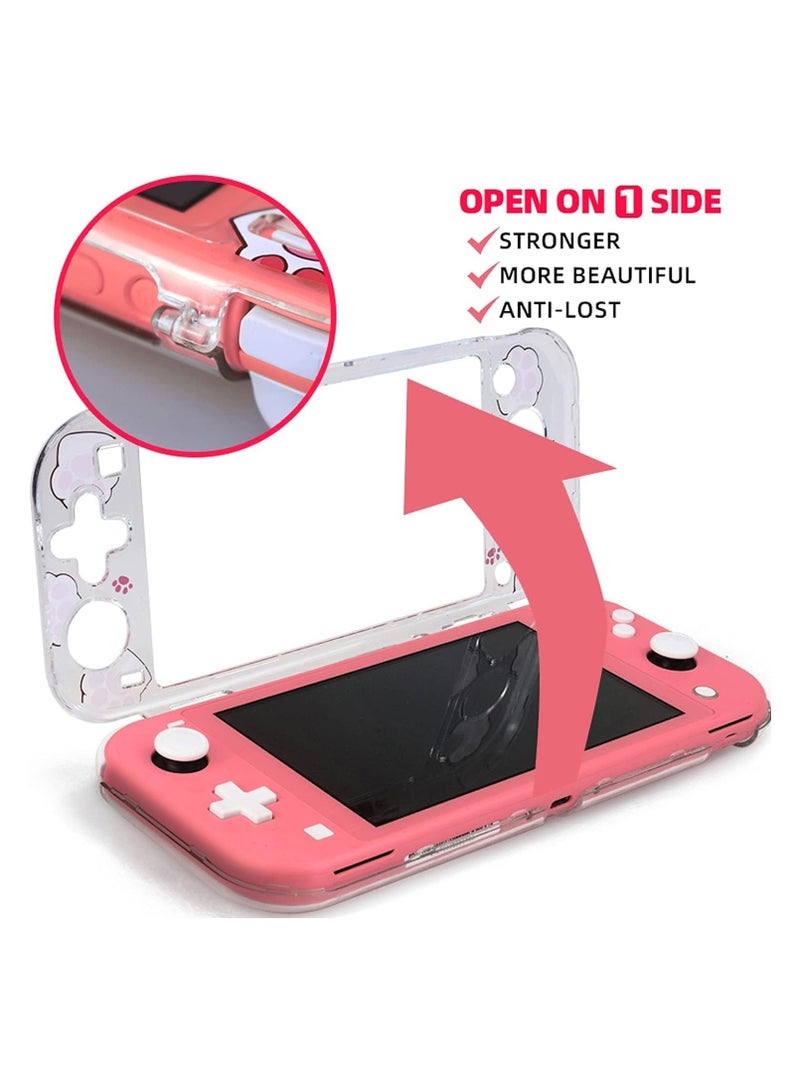 Switch Lite Case - Clear Hard PC Cover, Shockproof, Scratch Resistant Shell, Cute Pink Paw Design - Image 5