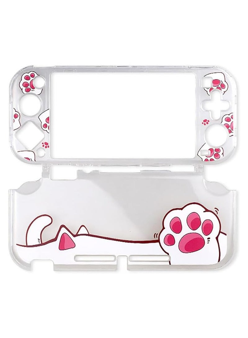 Switch Lite Case - Clear Hard PC Cover, Shockproof, Scratch Resistant Shell, Cute Pink Paw Design - Image 1