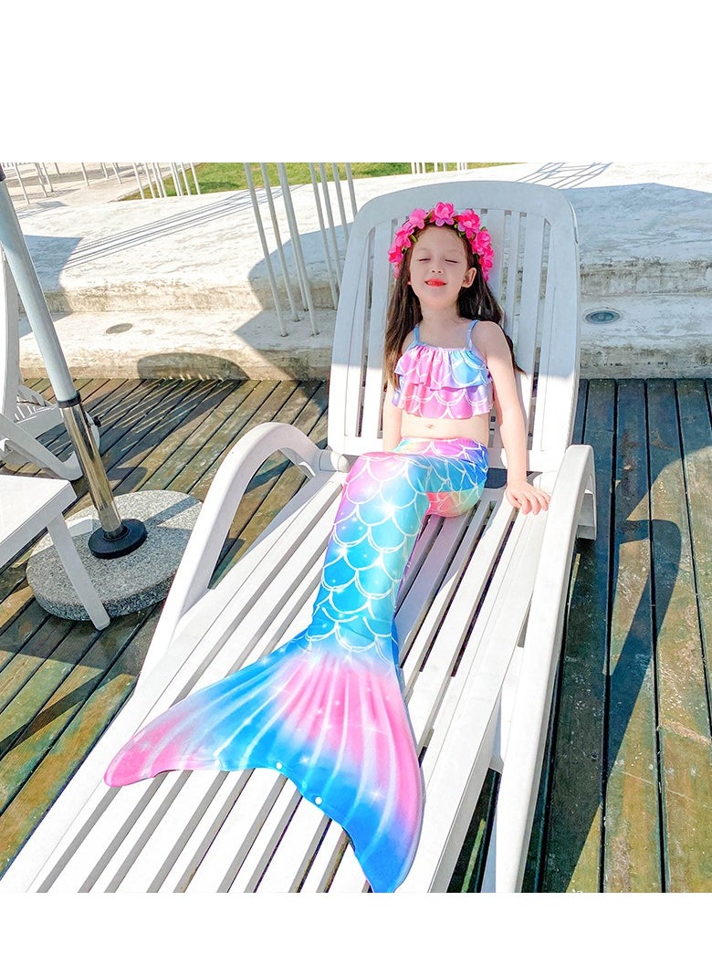 Cool Baby COOLBABY Girls Three-piece Children's Mermaid Swimsuit Mermaid Tail Swimsuit Mermaid Costume Swimwear (110 Sizes)  - Image 2
