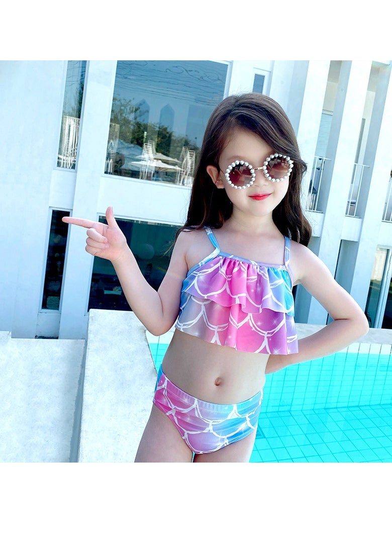 Cool Baby COOLBABY Girls Three-piece Children's Mermaid Swimsuit Mermaid Tail Swimsuit Mermaid Costume Swimwear (110 Sizes)  - Image 5
