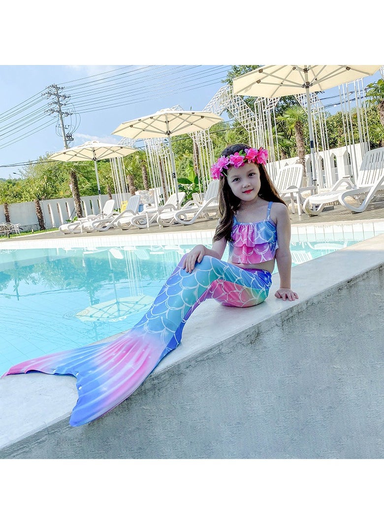 Cool Baby COOLBABY Girls Three-piece Children's Mermaid Swimsuit Mermaid Tail Swimsuit Mermaid Costume Swimwear (110 Sizes)  - Image 4