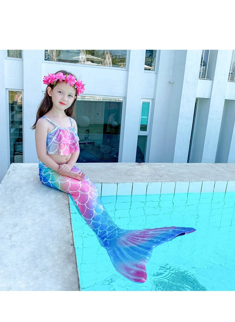 Cool Baby COOLBABY Girls Three-piece Children's Mermaid Swimsuit Mermaid Tail Swimsuit Mermaid Costume Swimwear (110 Sizes)  - Image 3