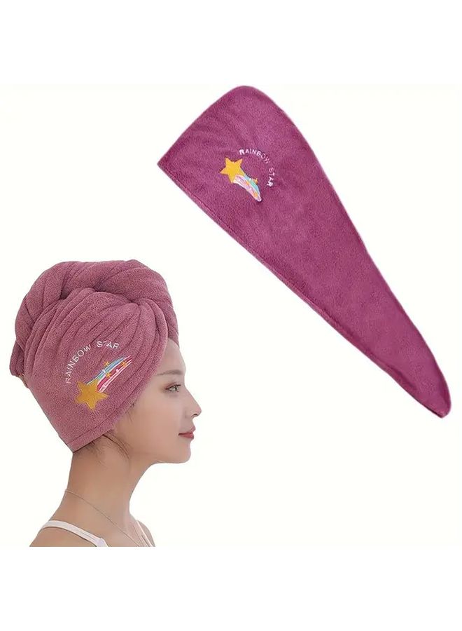 Purple Quick Dry Microfiber Hair Towel Wrap With Button For Women Swimming Spa - Image 5