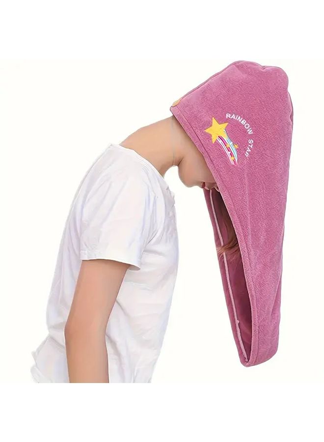 Purple Quick Dry Microfiber Hair Towel Wrap With Button For Women Swimming Spa - Image 2