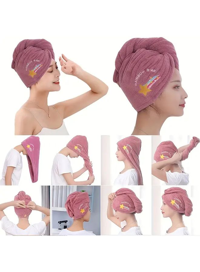 Purple Quick Dry Microfiber Hair Towel Wrap With Button For Women Swimming Spa - Image 3