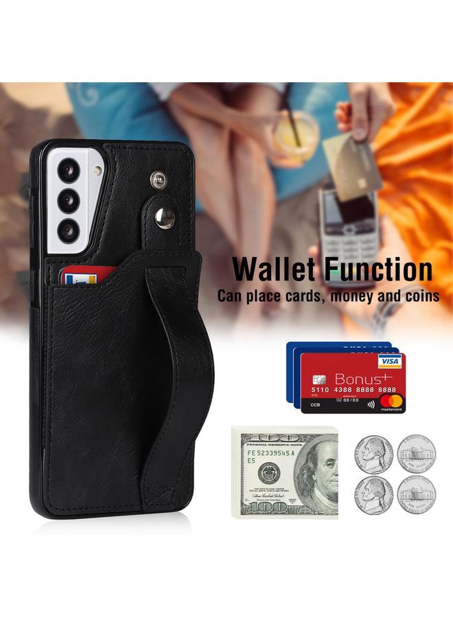 اس-توب جراب لهاتف Samsung Galaxy S21+ 5G Crazy Horse Texture مقاوم للصدمات من مادة TPU + جراب جلدي من البولي يوريثان مع فتحة للبطاقات وحامل حزام معصم - Image 3