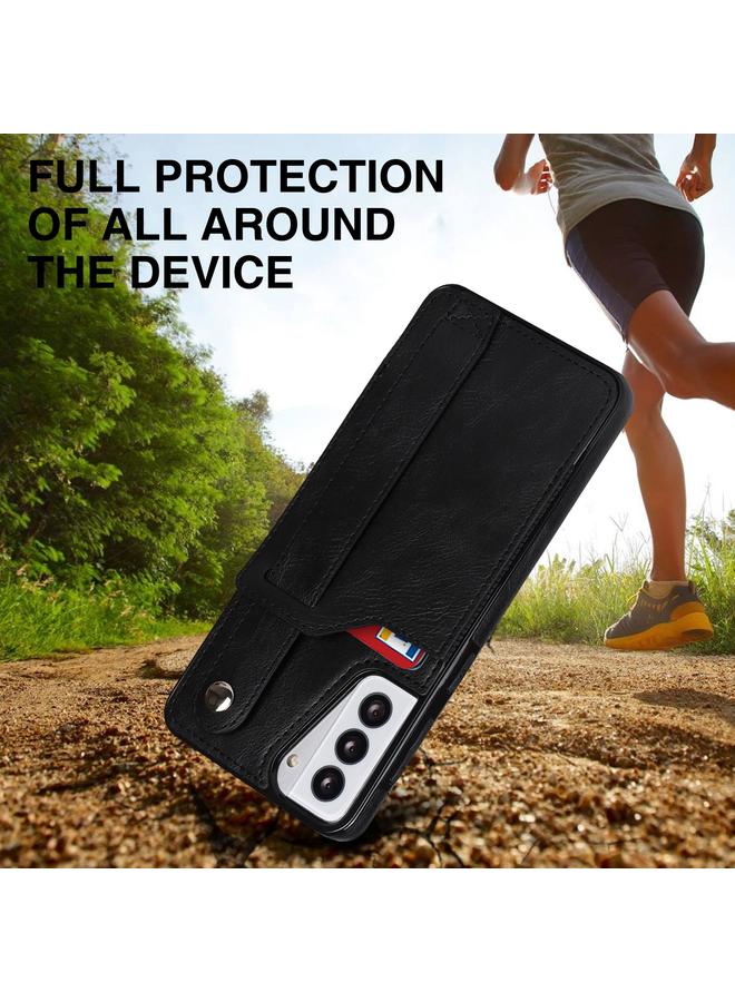 اس-توب جراب لهاتف Samsung Galaxy S21+ 5G Crazy Horse Texture مقاوم للصدمات من مادة TPU + جراب جلدي من البولي يوريثان مع فتحة للبطاقات وحامل حزام معصم - Image 5