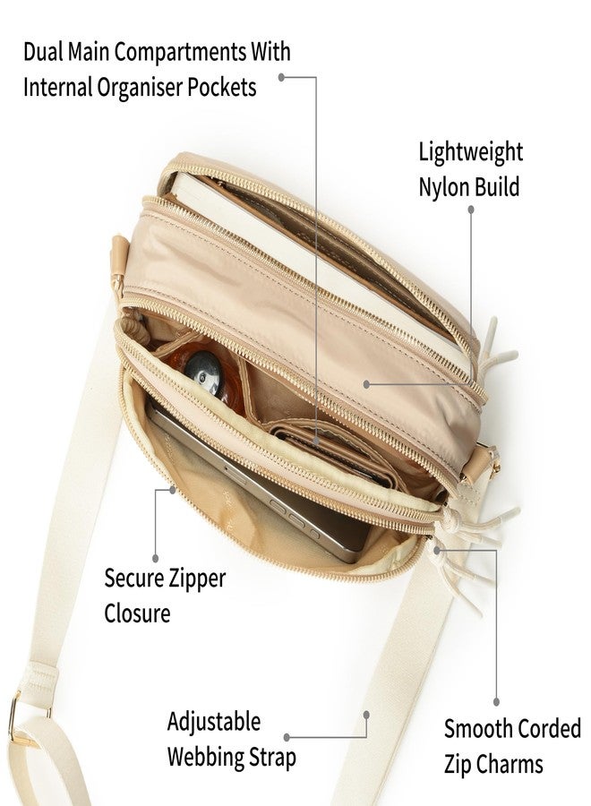 Fastrack Cloud Carry Sling | Lightweight Nylon Sling Bag for Women | Dual Compartments, Organiser Pockets & Adjustable Webbing Strap - Image 3