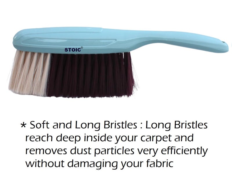 Stoic STOIC Bristles Long Soft Carpet Cleaning Brush for Tiles Carpet Bed Sofa Mattress Window Bathroom Car Seat Curtain Cution Oval Dust Cleaner for Home Office Pack of 1  - Image 3