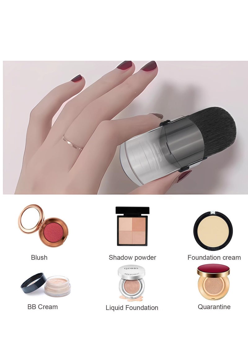 Bling Toman Bling Toman Mini Blush Brush Flat Telescope Brush Retractable Travel Makeup Brush for Mineral Powder,Contouring, Bronzer, Loose Powder,Sunscreen, Cream Foundation or Liquid Cosmetics (2 pcs)  - Image 4