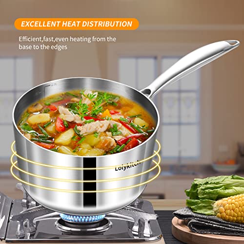 LOLYKITCH 1.5-2.5-3.0 QT, Tri-Ply Stainless Steel Saucepan Set of 3,Induction Cooking Pots,Sauce Pots with Lids,Pots and Pans Set,Detachable Handle and Dishwasher Safe. - Image 5