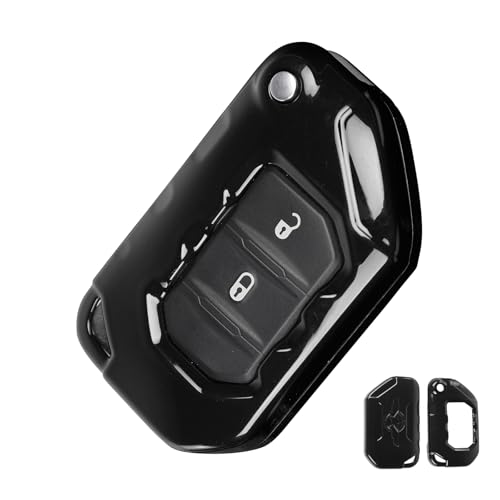 Jimen Key Fob Cover Case Protector Fit for Jeep Wrangler JL JLU Gladiator JT 2018-2025 (Black) - Image 1