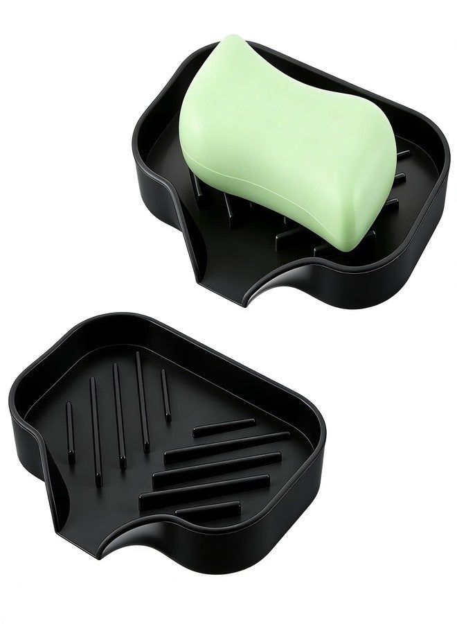 Qulkws Sponge Holder with Drain Spout, Silicone Soap Dish for Bathroom & Kitchen, Rubber Shower Soap Holder, Easy to Clean, Quick Drying(Black, 4.92" x 3.9") - Image 1