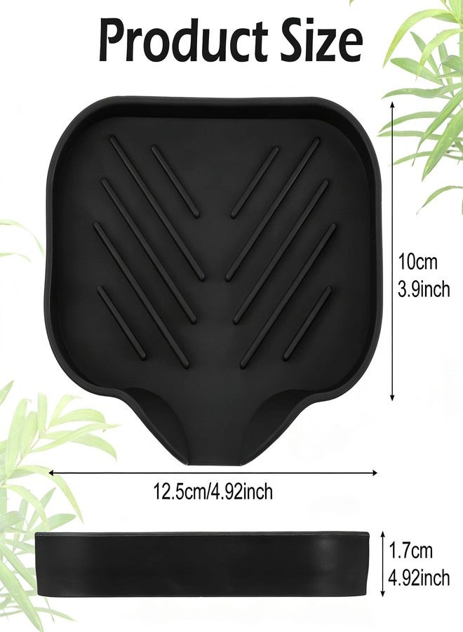 Qulkws Sponge Holder with Drain Spout, Silicone Soap Dish for Bathroom & Kitchen, Rubber Shower Soap Holder, Easy to Clean, Quick Drying(Black, 4.92" x 3.9") - Image 2