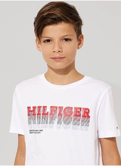 TOMMY HILFIGER Boys' Faded Hilfiger Logo T-Shirt - Cotton, White  - Image 5
