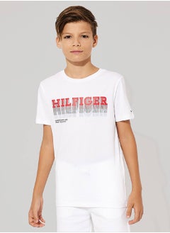 TOMMY HILFIGER Boys' Faded Hilfiger Logo T-Shirt - Cotton, White  - Image 4