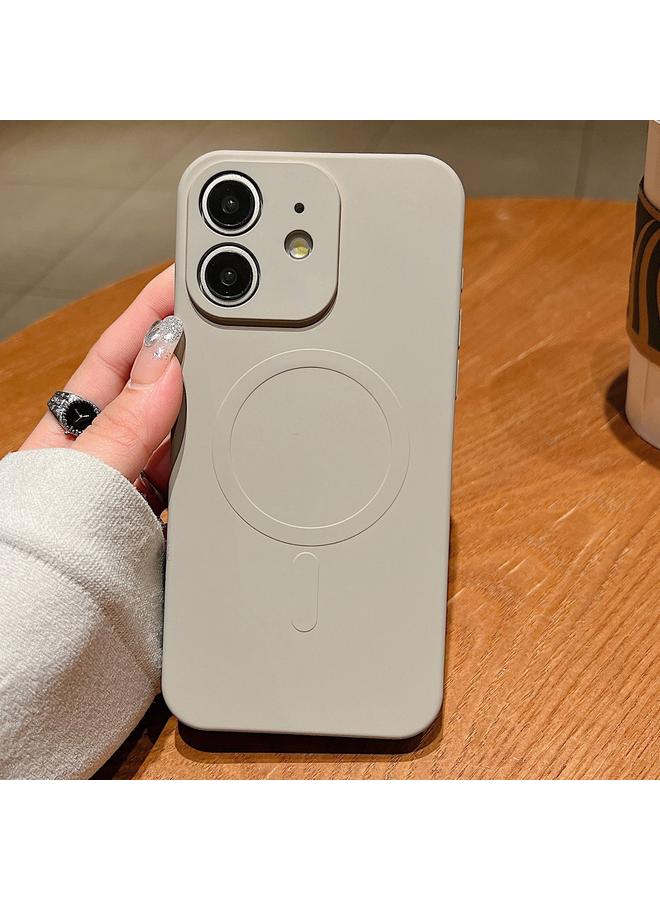 زبون جراب لهاتف iPhone 11 بلون سادة من السيليكون السائل MagSafe جراب هاتف مغناطيسي - Image 1