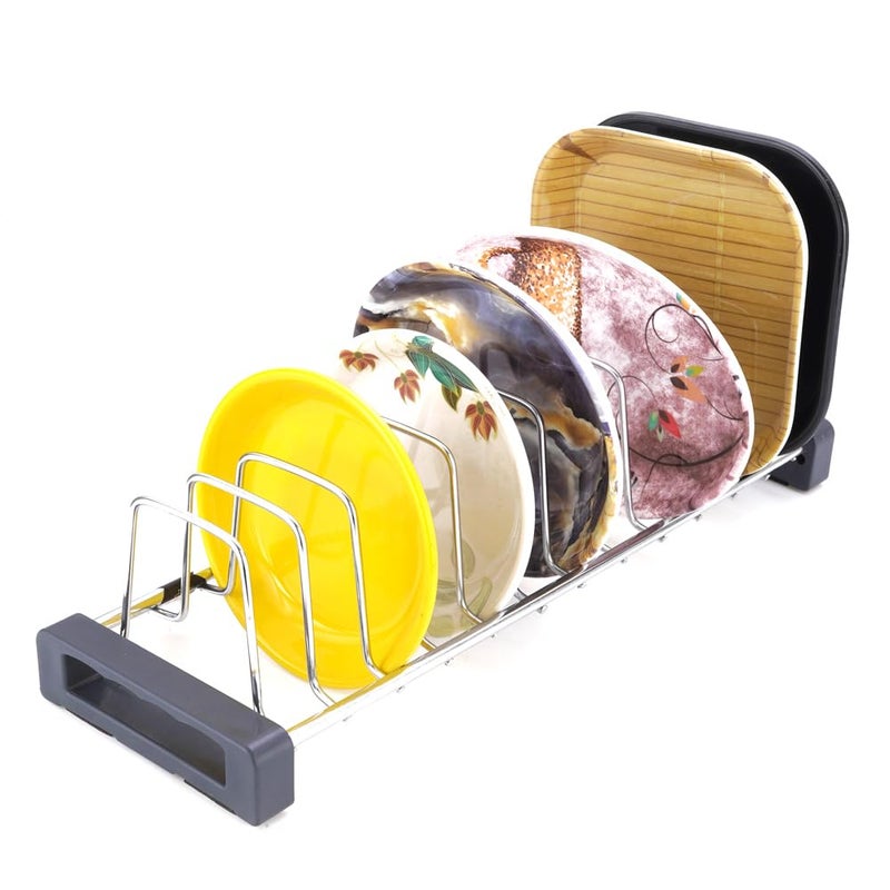 MBCARE Stainless Steel Dish Bakeware Rack Space Saving Organizer for Kitchen Cabinets Holds 10 Plates Drying Stand for Plates Home Kitchen Organizer Rack - Image 5