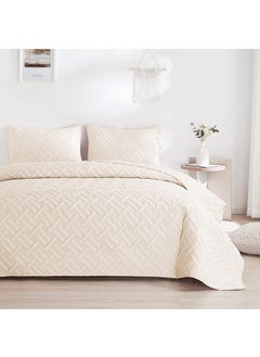 VAS COLLECTIONS VAS COLLECTIONS All Weather 3 Pcs 100 Cotton Ultrasonic 280 TC Solid King Size Quilted Bed CoverBedsheet with 2 Pillow Covers 90X100 Inches 254X228 cmLight Brown 