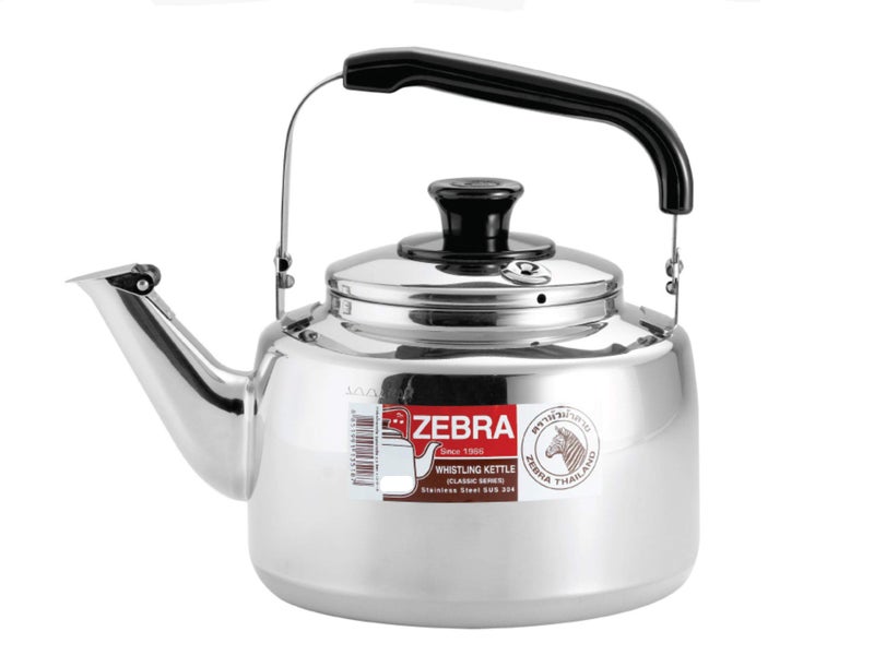 ZEBRA 08 Litre Zebra Polished Mirror Finish Stainless Steel Canister Stovetop Teakettle Made in Thailand