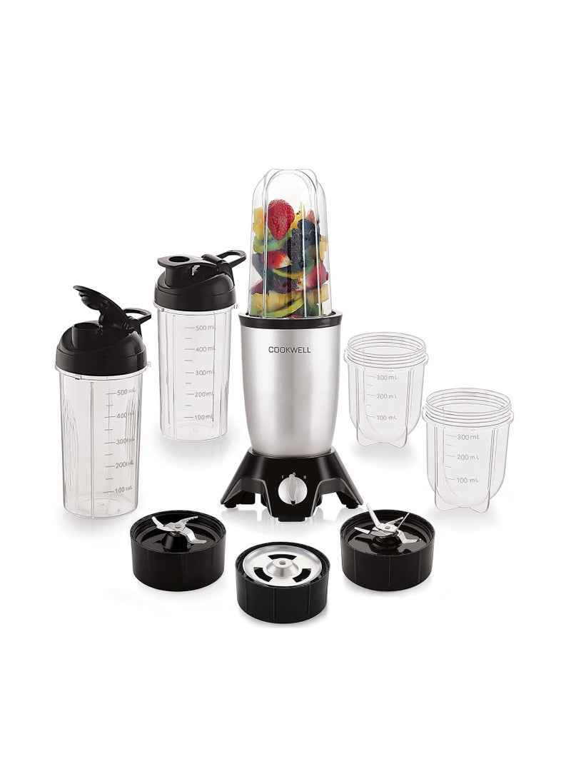Cookwell Bullet Mixer Grinder (5 Jars, 3 Blades, Silver) - Copper, 600 Watts - 2 Year Warranty - Image 1