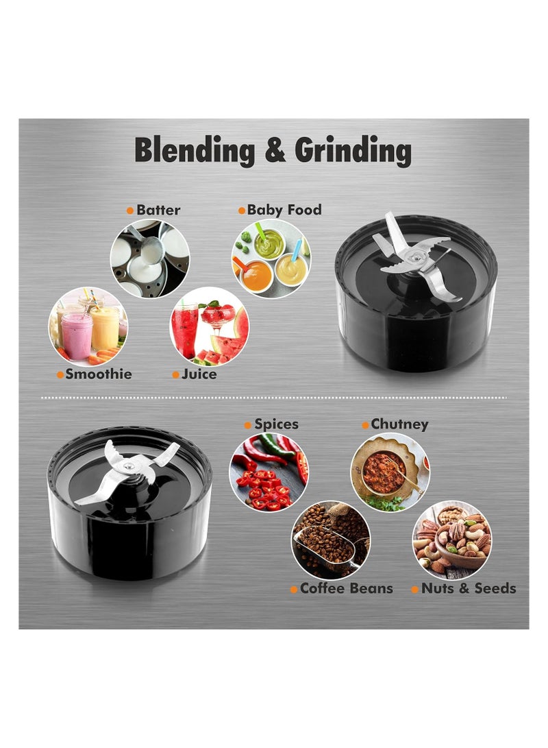 Cookwell Bullet Mixer Grinder (5 Jars, 3 Blades, Silver) - Copper, 600 Watts - 2 Year Warranty - Image 5