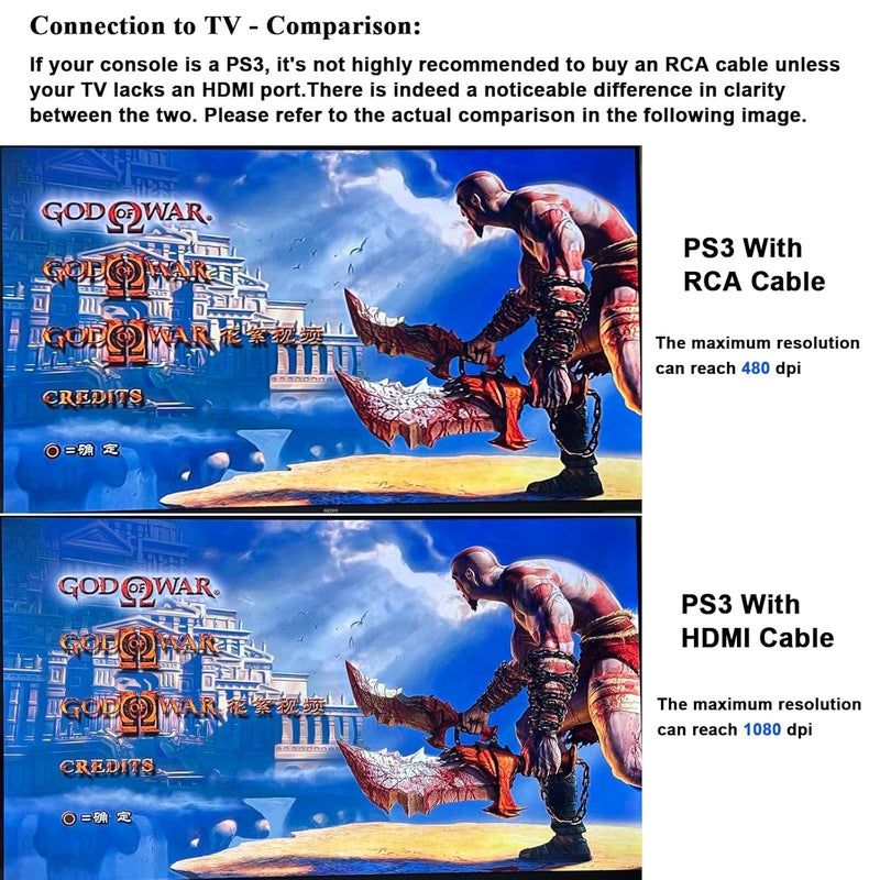 Trenro كابل AV لجهاز PS2 و PS3، كابل AV إلى RCA لجهاز بلاي ستيشن 2 3 /PS2/PSX/PS3 سليم (6 أقدام) - Image 5