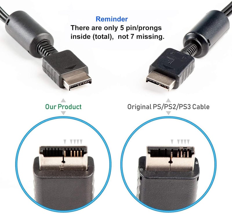 Trenro كابل AV لجهاز PS2 و PS3، كابل AV إلى RCA لجهاز بلاي ستيشن 2 3 /PS2/PSX/PS3 سليم (6 أقدام) - Image 4