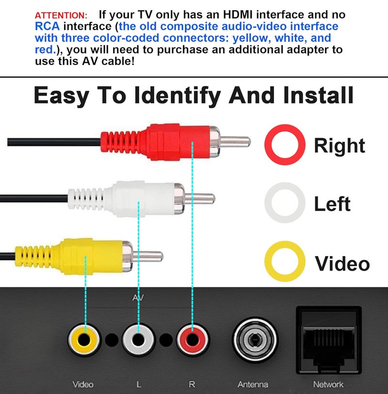 Trenro كابل AV لجهاز PS2 و PS3، كابل AV إلى RCA لجهاز بلاي ستيشن 2 3 /PS2/PSX/PS3 سليم (6 أقدام) - Image 3