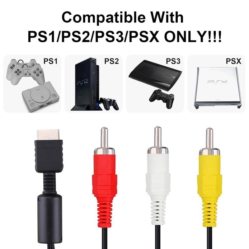 Trenro كابل AV لجهاز PS2 و PS3، كابل AV إلى RCA لجهاز بلاي ستيشن 2 3 /PS2/PSX/PS3 سليم (6 أقدام) - Image 2