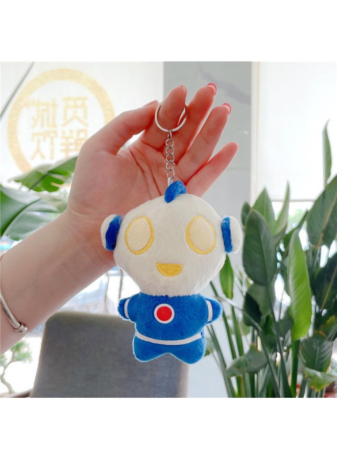 Mini Plush Toy Doll Pendant Wedding Gift Spray Doll Machine Internet Celebrity Bag Pendant Toy/plush Doll/doll-Color:Blue Ultraman-Height:10-15cm Ordinary Hanging Chain - Image 1