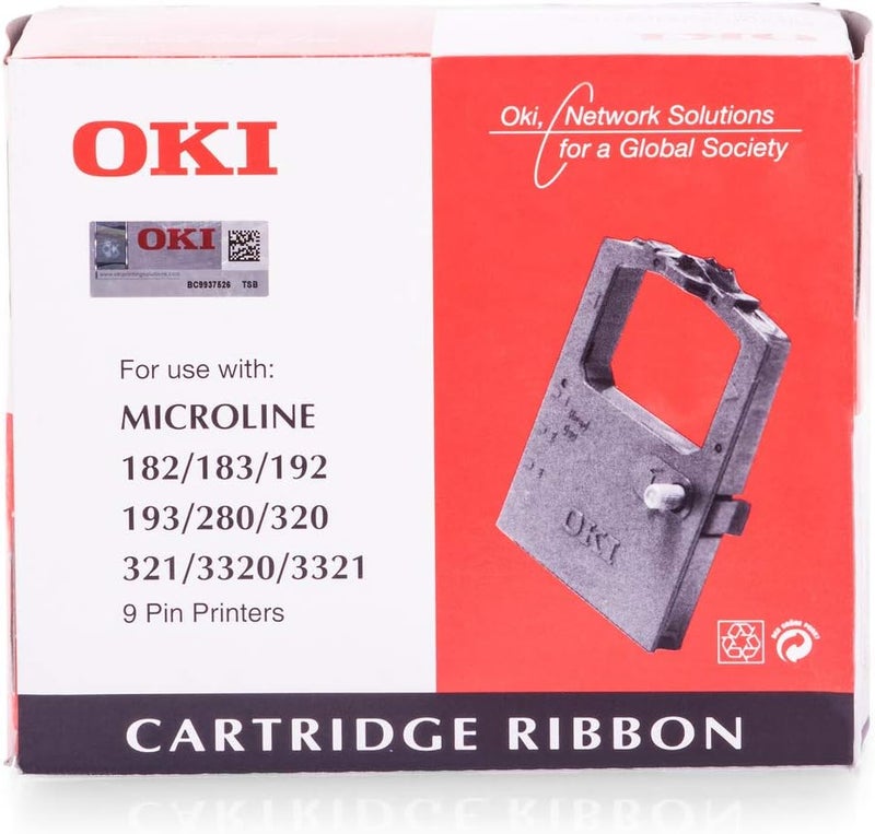 أوكي شريط طابعة 9002303 أسود – طابعات نقطية (Microline ML182, 280, 3320, 3321, أسود, 3000000 حرف, أسود, , 41 جم) - Image 2