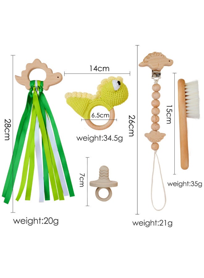 LuLu New Baby Cartoon Animal Rattle Tooth Gel Soothing Baby Diy Creative Brush Pacifier Chain Suit Gift Box - Image 5
