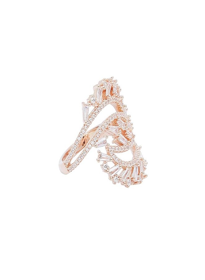 Shaze Enlace Ring | Circular ring | Made of Brass | cubic zirconina stones | Ring | Color - Rose Gold - Image 2