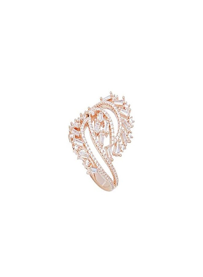 Shaze Enlace Ring | Circular ring | Made of Brass | cubic zirconina stones | Ring | Color - Rose Gold - Image 1