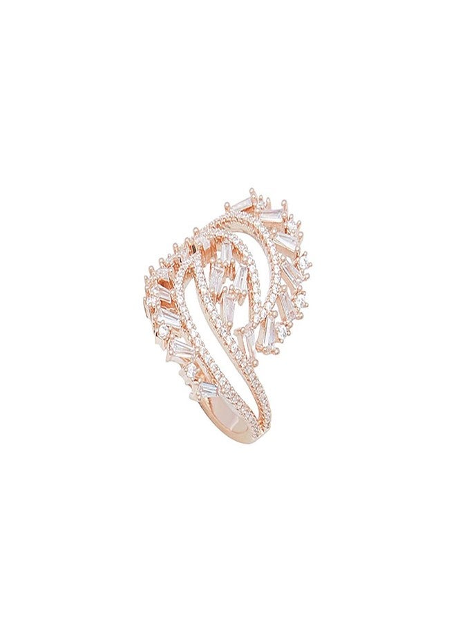 Shaze Enlace Ring | Circular ring | Made of Brass | cubic zirconina stones | Ring | Color - Rose Gold - Image 4