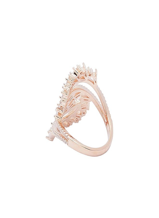 Shaze Enlace Ring | Circular ring | Made of Brass | cubic zirconina stones | Ring | Color - Rose Gold - Image 3