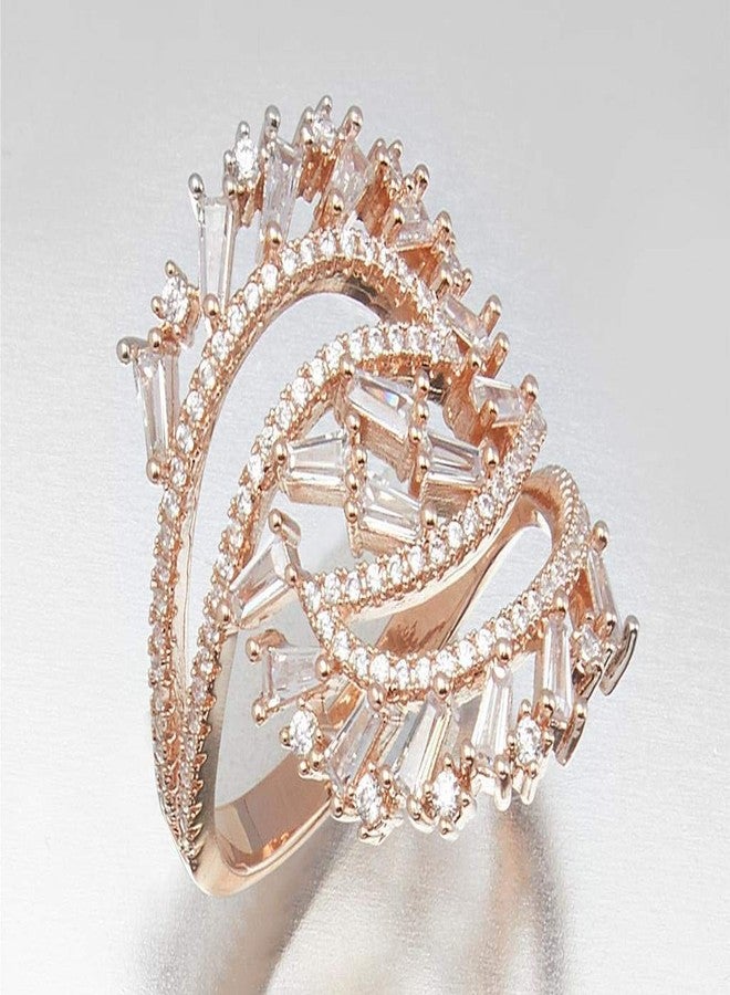 Shaze Enlace Ring | Circular ring | Made of Brass | cubic zirconina stones | Ring | Color - Rose Gold - Image 5
