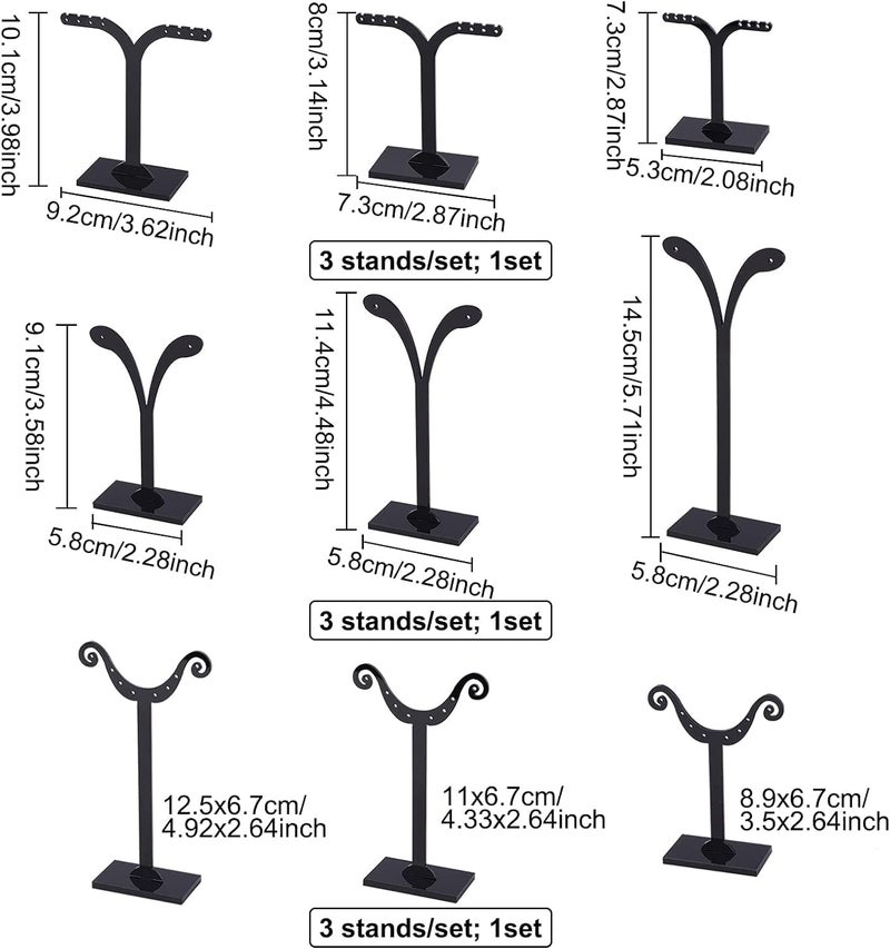 TPGP FINGERINSPIRE 9Pcs Black Earring Display Stand Set - 3 Styles for Jewelry Photography - Image 2